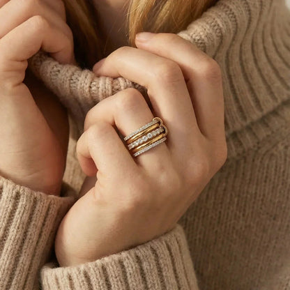 Bellerose Two Tone Stacked Diamond Ring