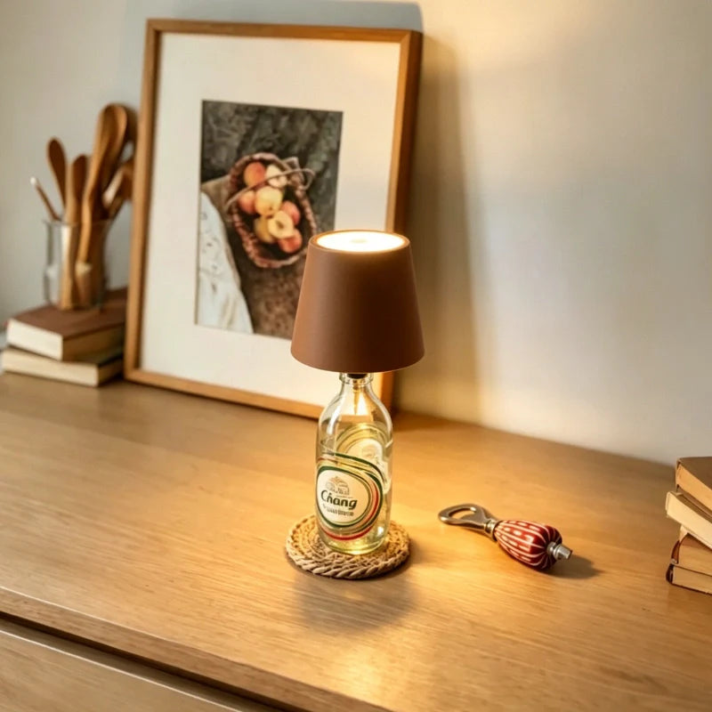 Bottle Lamp™ – Cordless LED Table Lamp for Bottles | USB Rechargeable, Dimmable, 18–24 Hr Battery