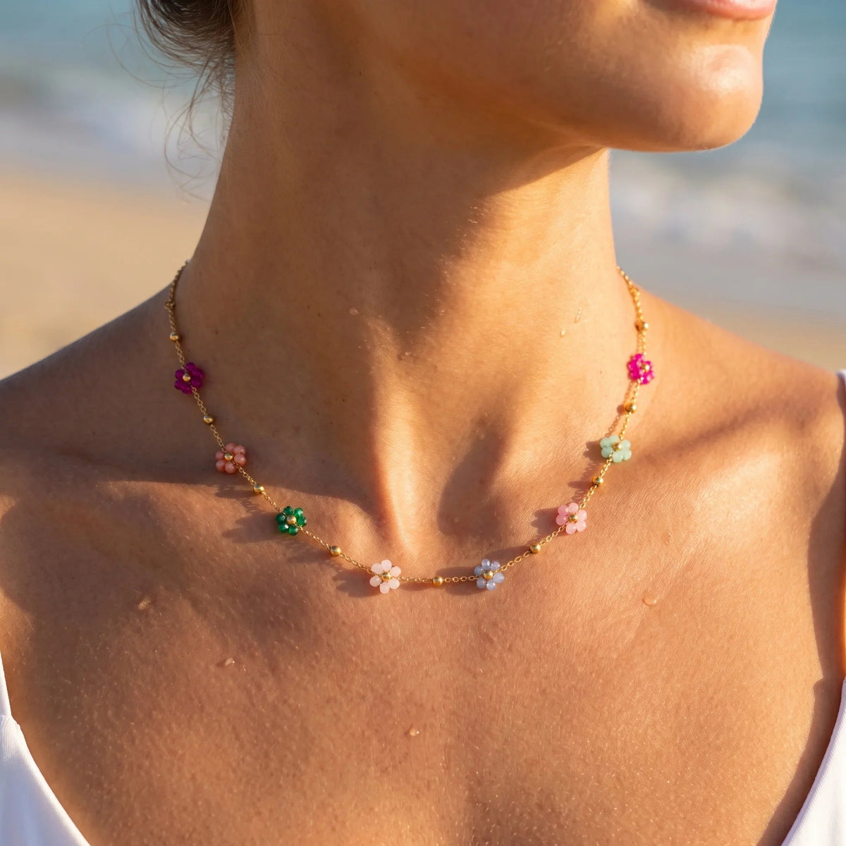 Azalea Floral Gold Necklace