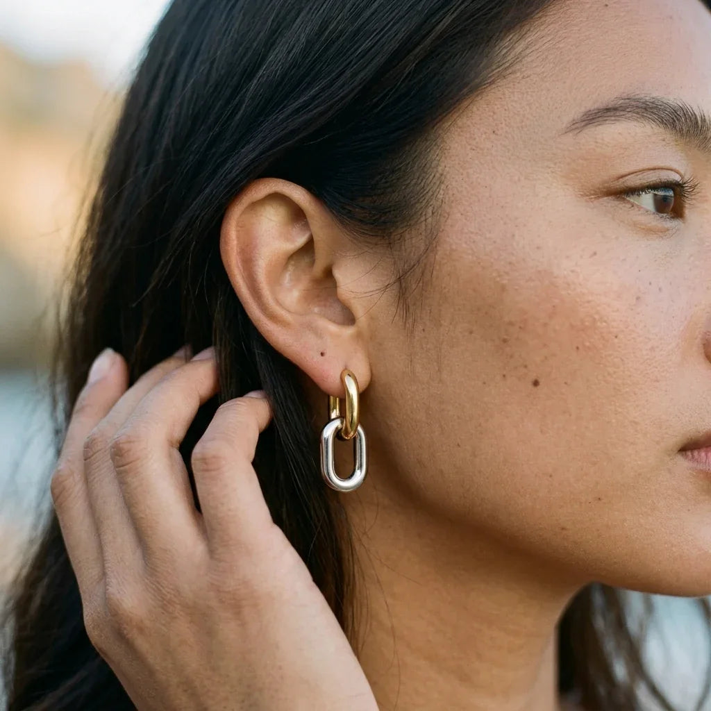 Pippa Two Tone Double Hoops