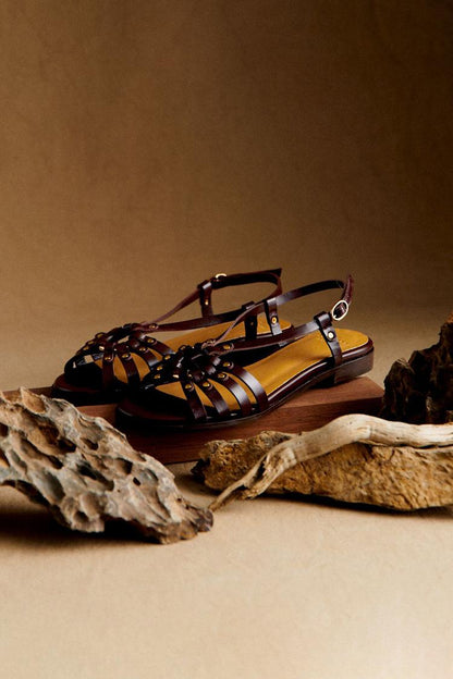 Bianca Metallic Studded Sandals Earth