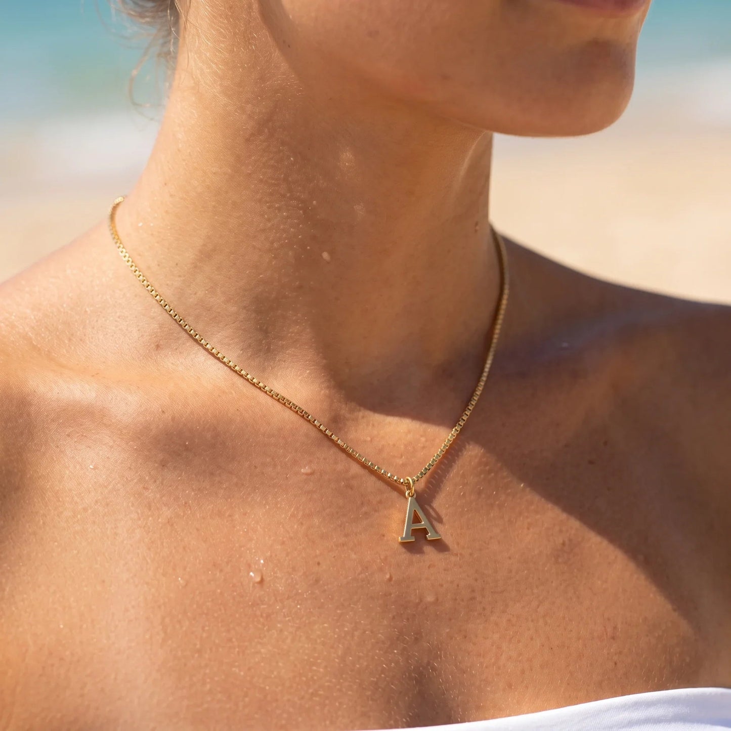 Therese Letter Initial Gold Necklace