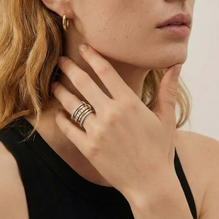 Bellerose Two Tone Stacked Diamond Ring