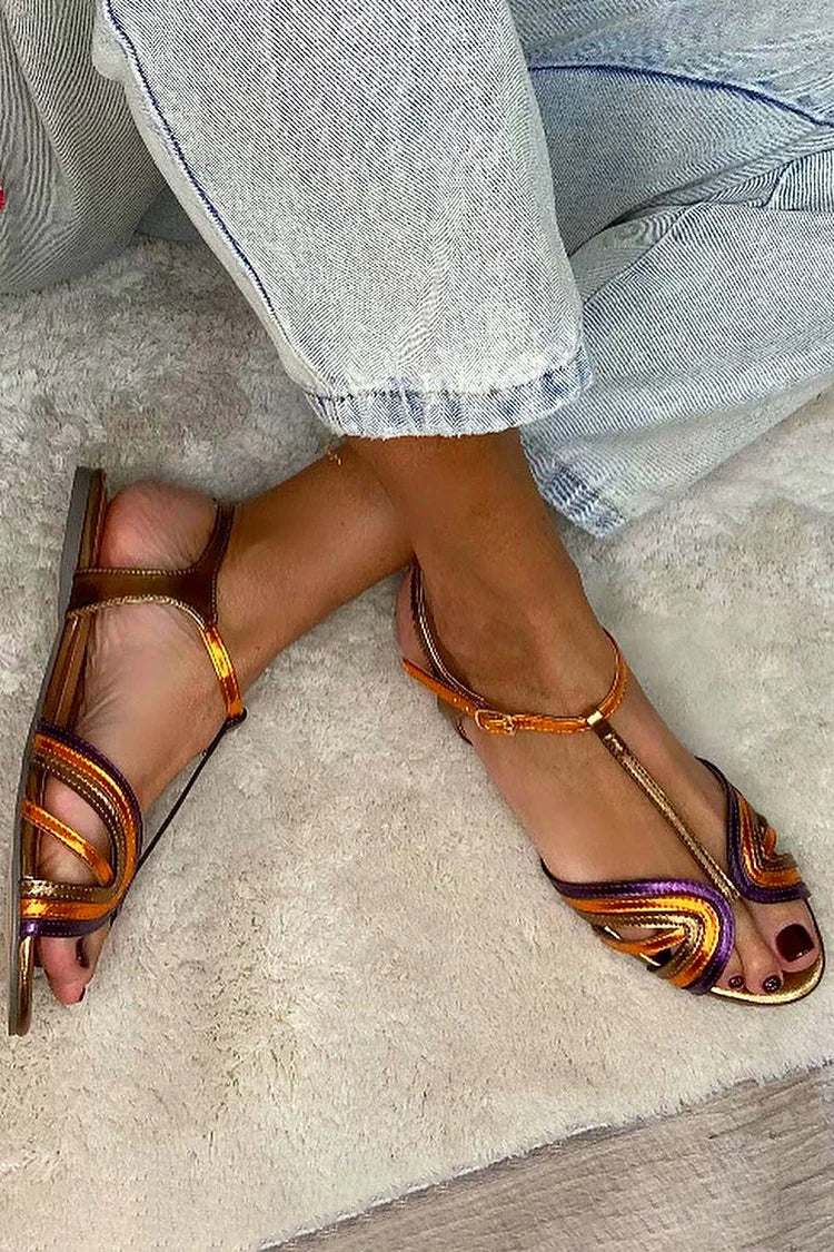 Viviana T-Bar Sandals Mediterranean Colors