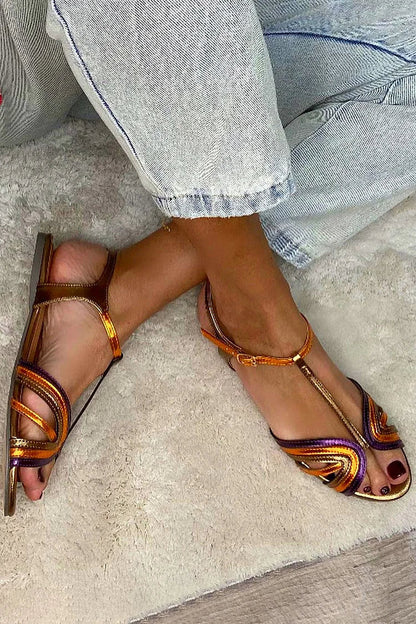 Viviana T-Bar Sandals Mediterranean Colors