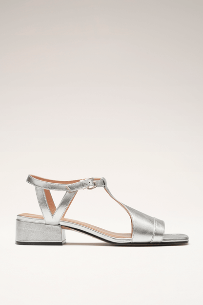 Serena Silver Sandals Low Heel