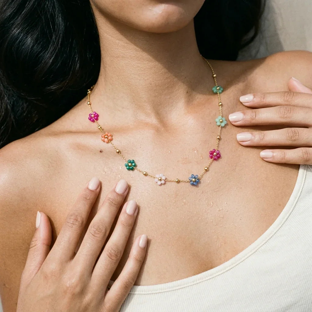Azalea Floral Gold Necklace
