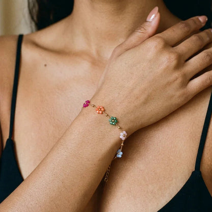 Azalea Floral Gold Bracelet