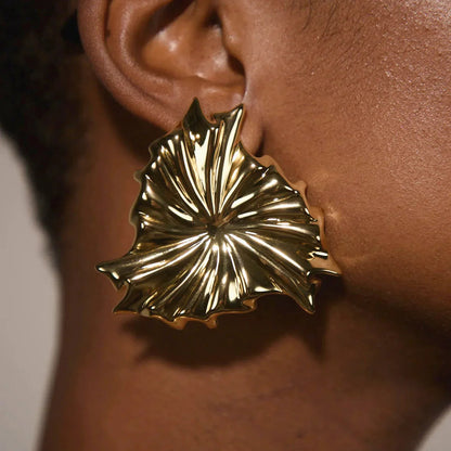 Rafaela Sculpted Petal Gold Earrings