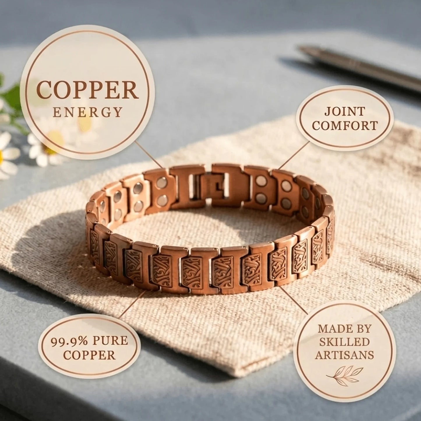 Alorin Cipher Men's Copper Bracelet