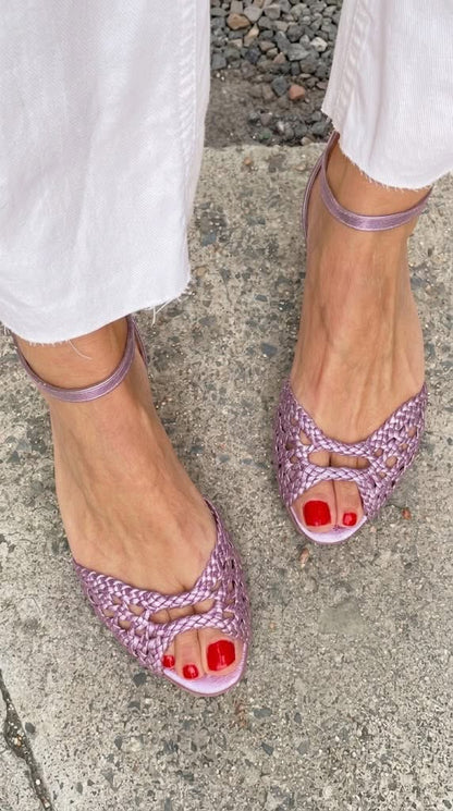 Isadora Woven Golden Sandals Comfort