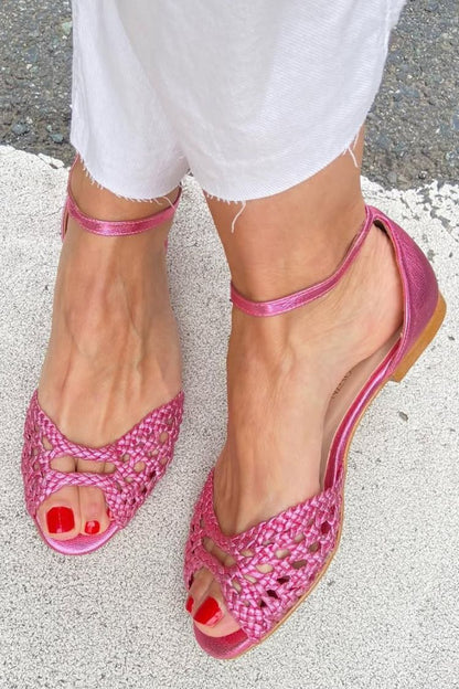 Isadora Woven Golden Sandals Comfort
