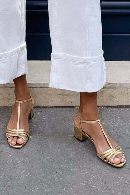 Allegra Gold Heeled Sandals