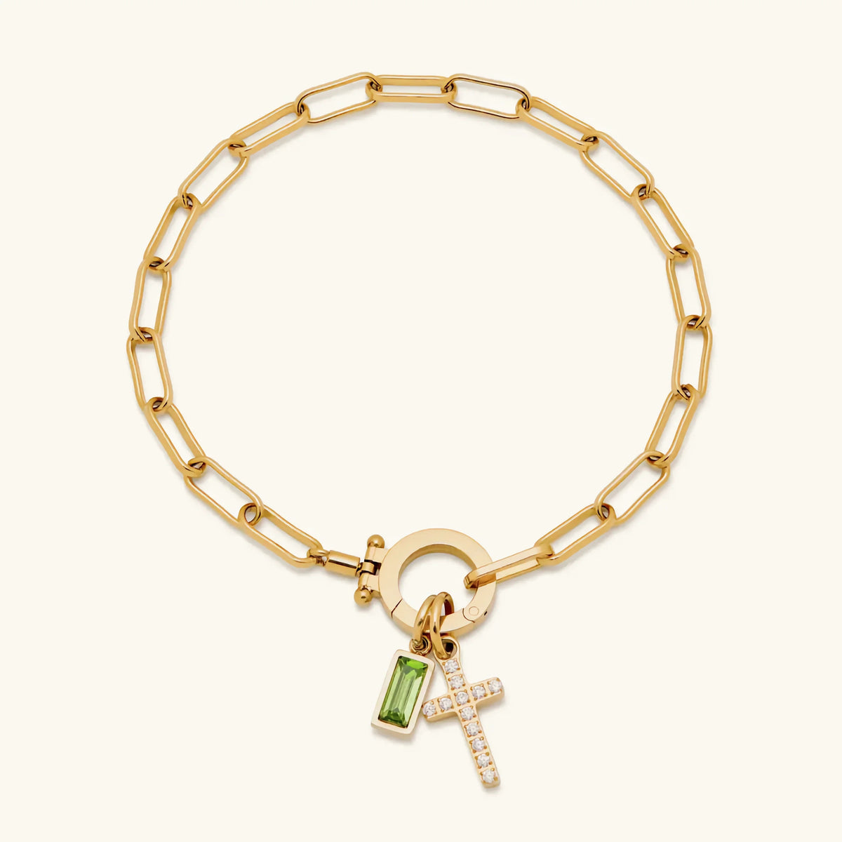 Annabella Birthstone Cross Bracelet