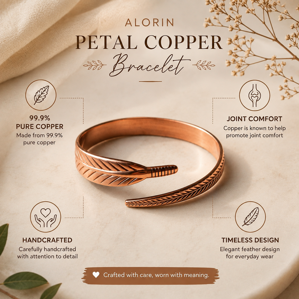 Alorin Feather Copper Bracelet