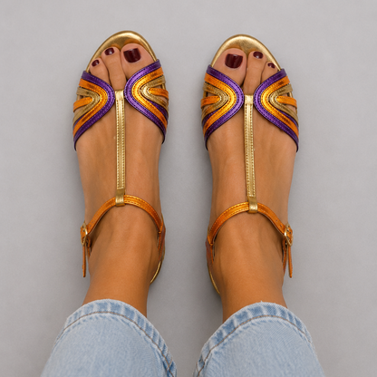 Viviana T-Bar Sandals Mediterranean Colors
