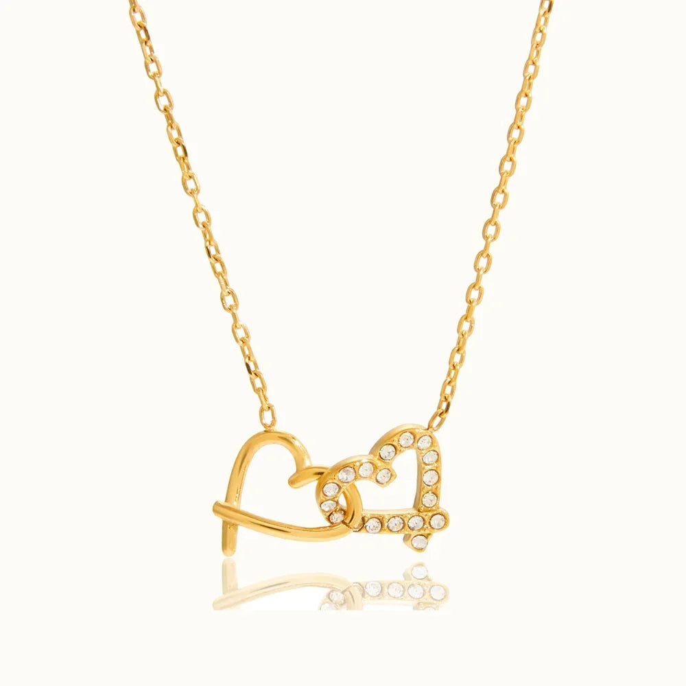 Melody Intertwined Hearts Charm Necklace