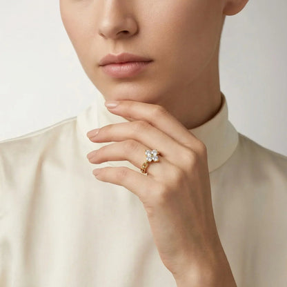 Clestine Diamond Petal Ring