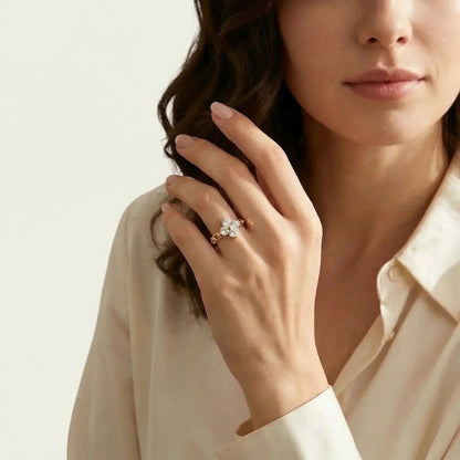 Clestine Diamond Petal Ring