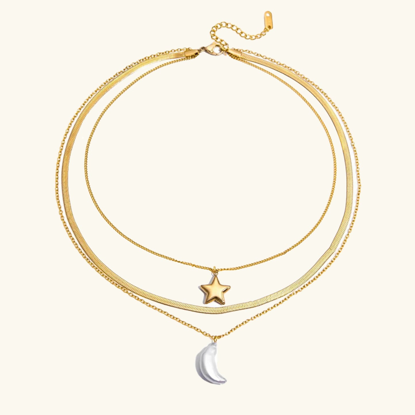 Cirra Sun & Moon Layered Gold Necklace