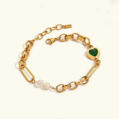 Melanie Emerald Pearl Bracelet