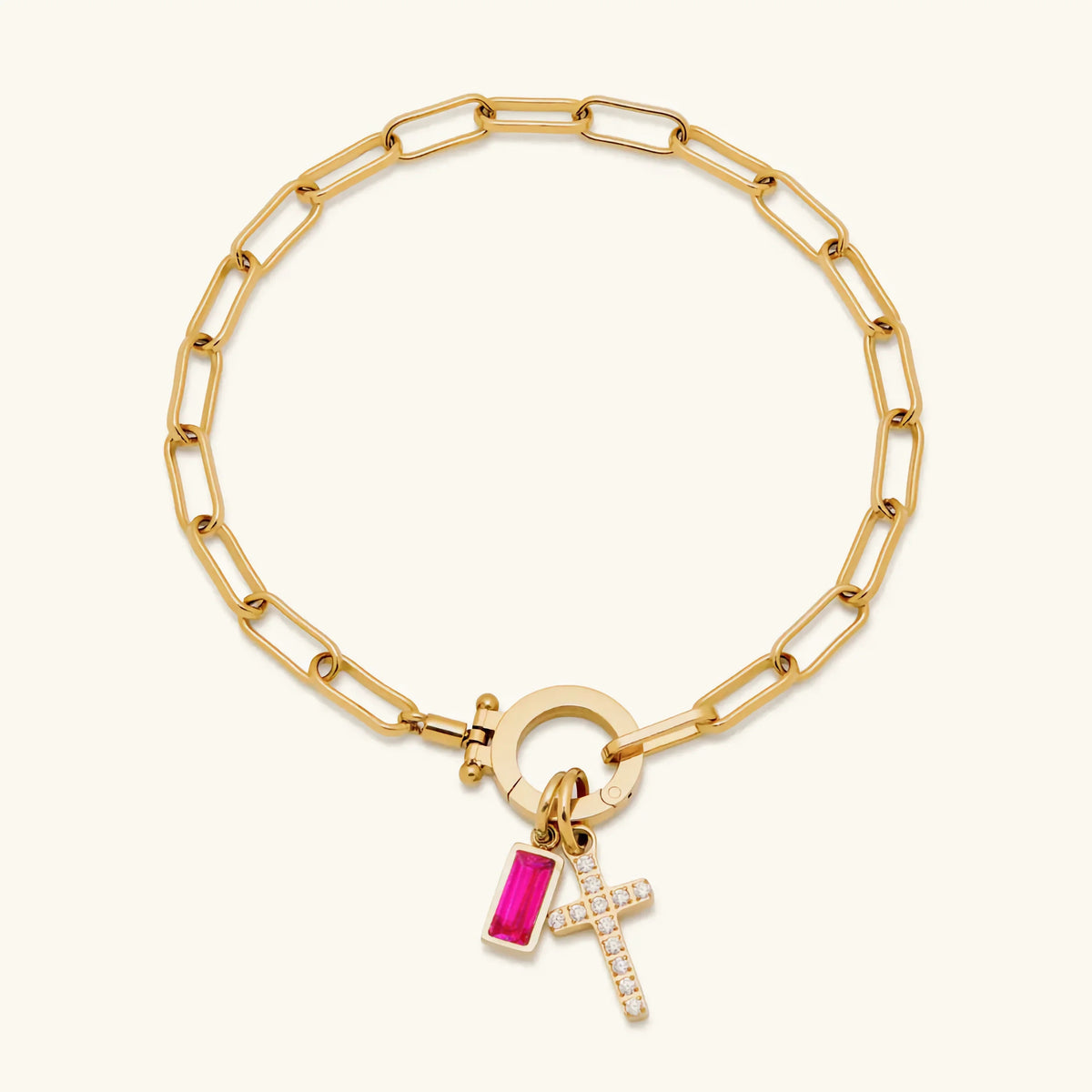 Annabella Birthstone Cross Bracelet