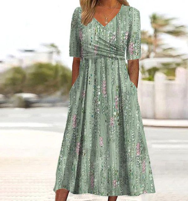 Audrey | Women’s Boho Floral A Line Midi Dress
