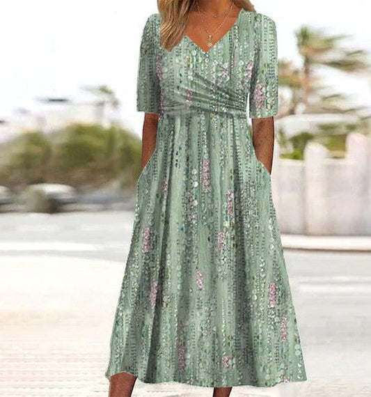 Audrey | Women’s Boho Floral A Line Midi Dress