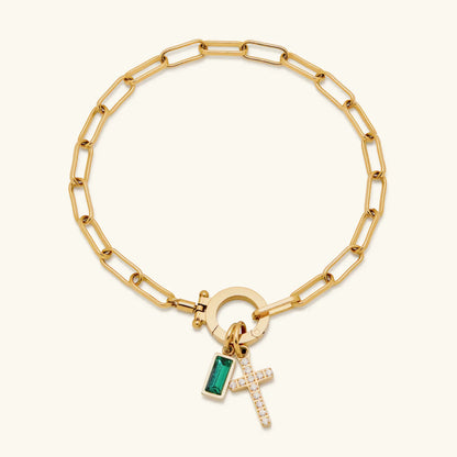Annabella Birthstone Cross Bracelet