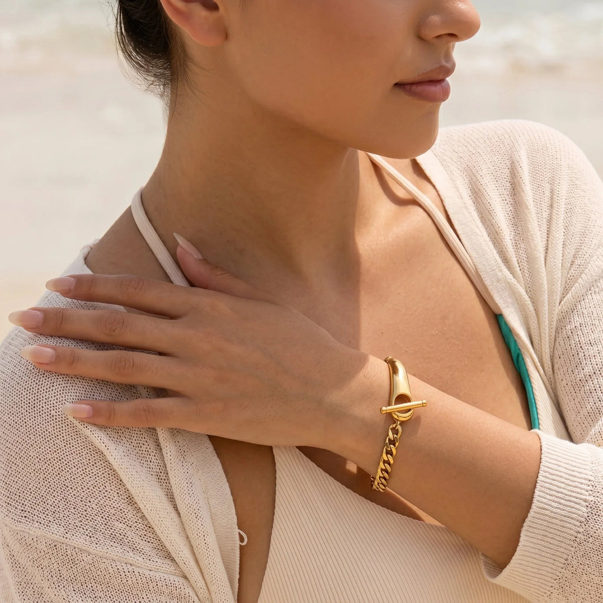 Myrna Chained Gold Bangle
