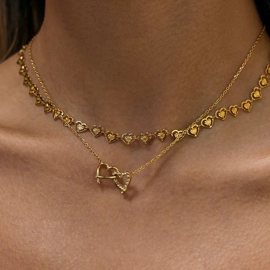 Melody Intertwined Hearts Charm Necklace