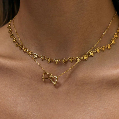 Melody Intertwined Hearts Charm Necklace