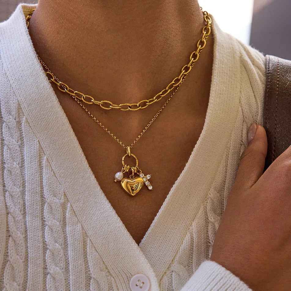 Clarice Diamond Heart Charm Necklace