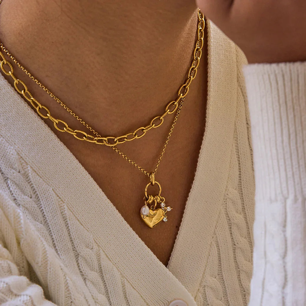 Clarice Diamond Heart Charm Necklace