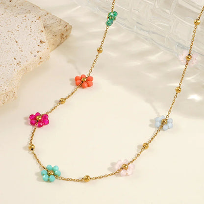 Azalea Floral Gold Necklace