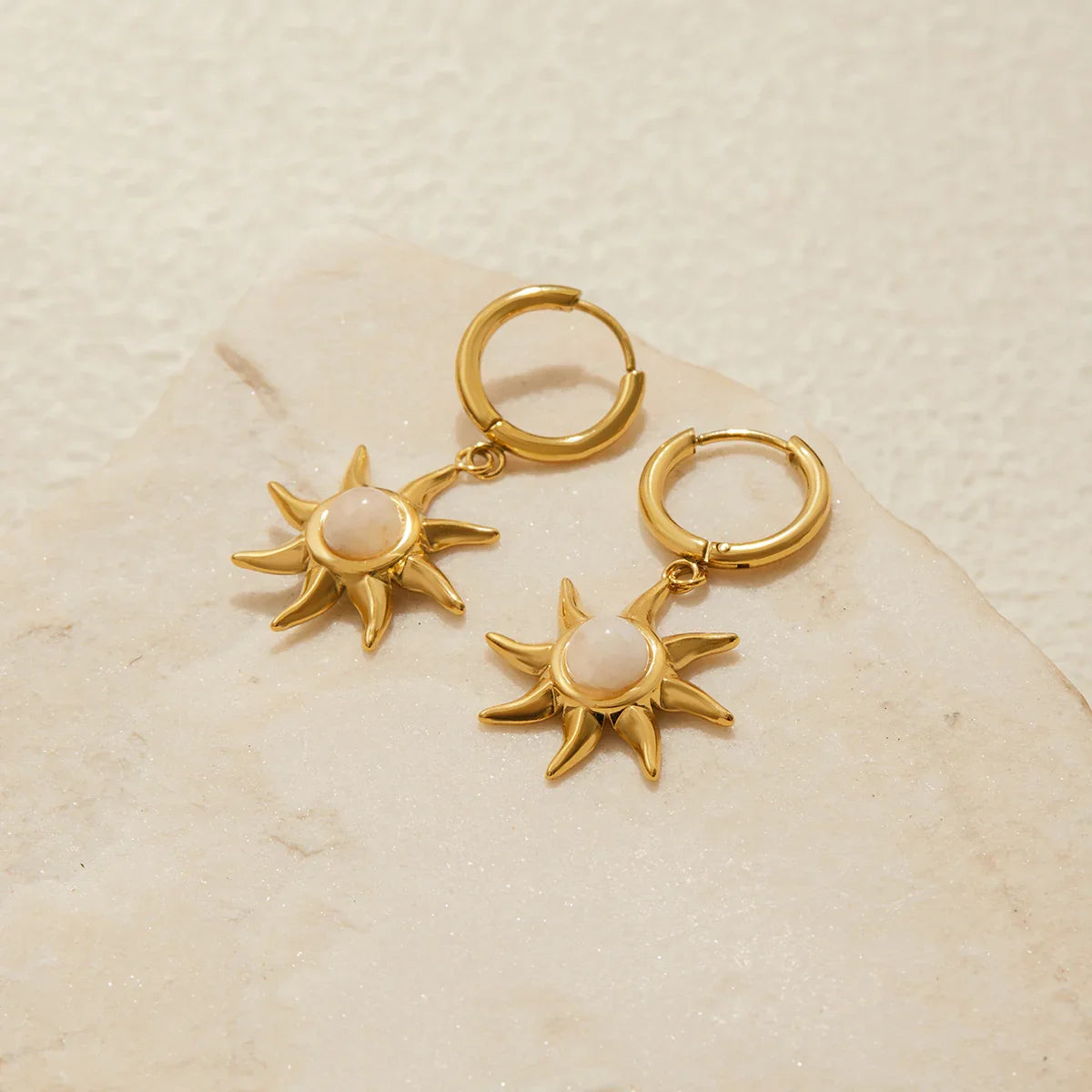 Helia Sun-shaped Moonstone Earrings