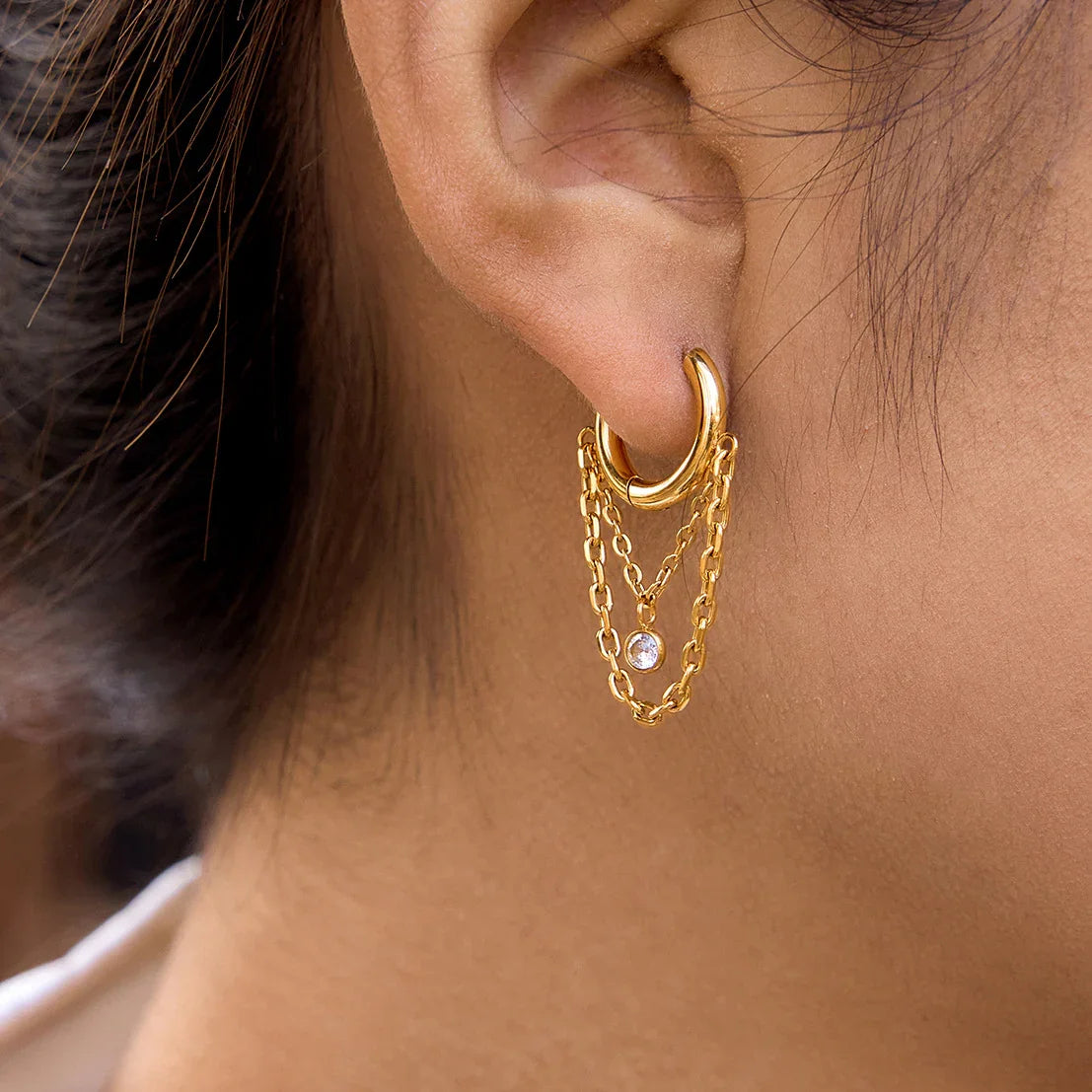 Adore Diamond Drop Hoops
