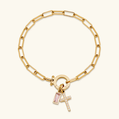 Annabella Birthstone Cross Bracelet