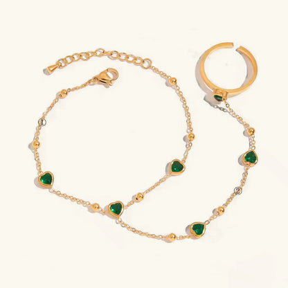Gladys Emerald Heart Hand Chain