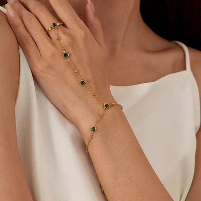 Gladys Emerald Heart Hand Chain