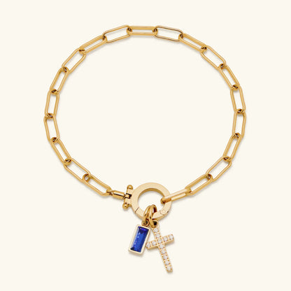 Annabella Birthstone Cross Bracelet