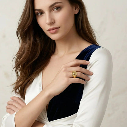 Solari Sunface Gold Ring
