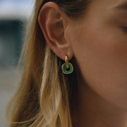 Giada Enamel Drop Hoop Earrings