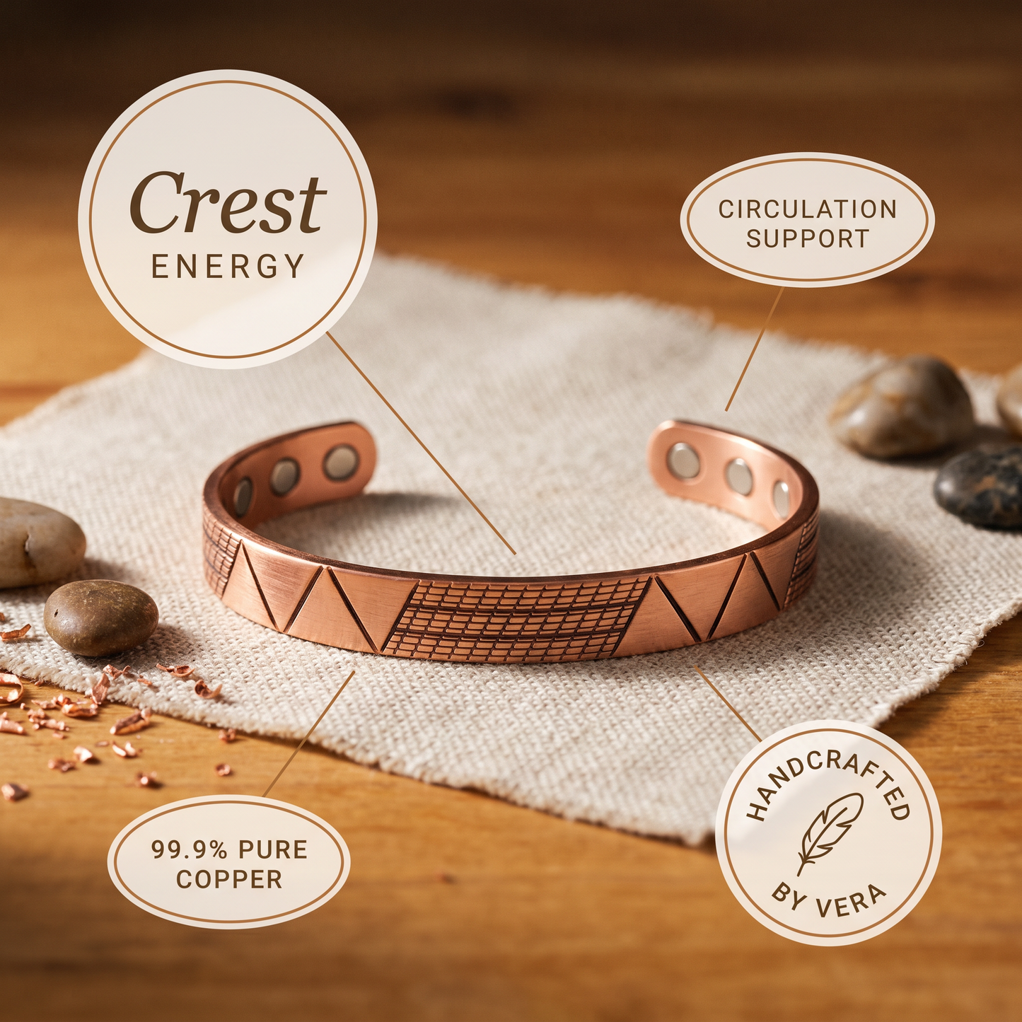 Cora's Crest Copper Bracelet