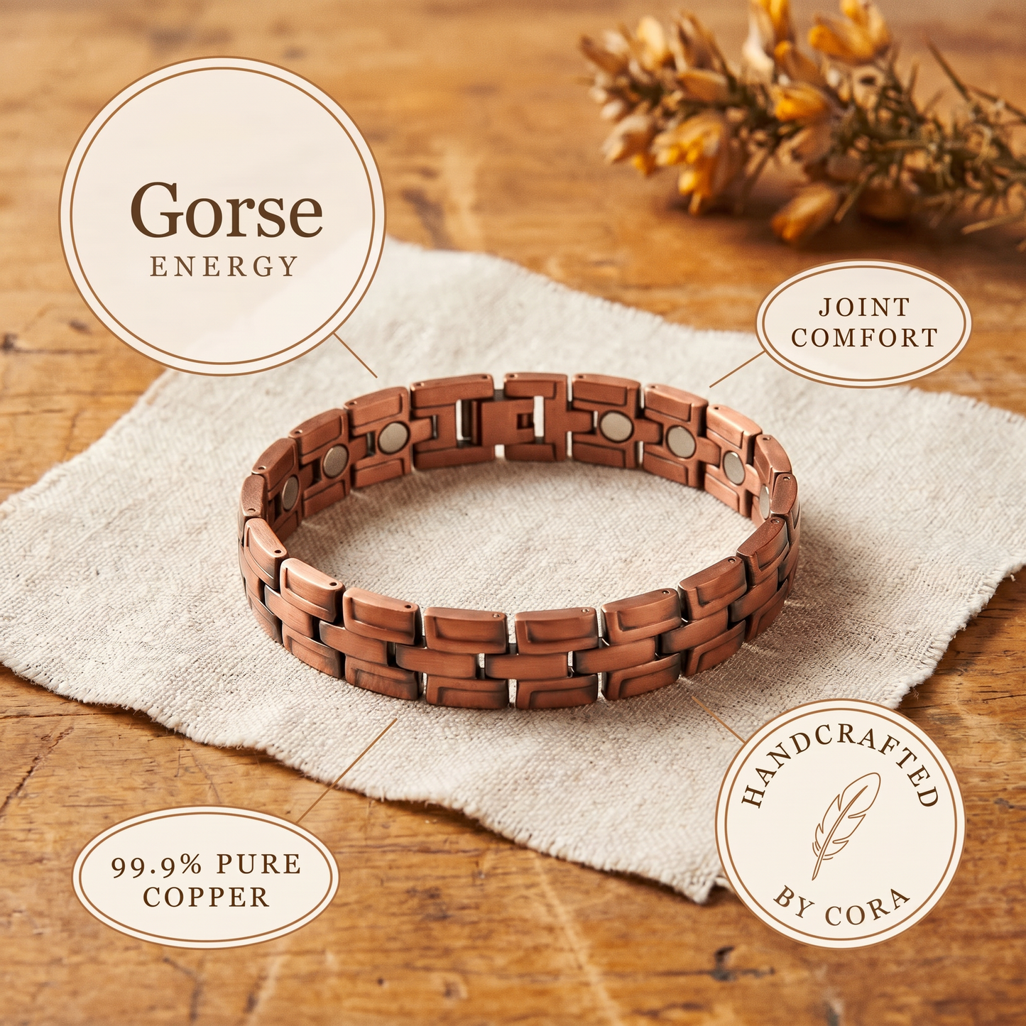 Cora's Gorse Men's Copper Bracelet