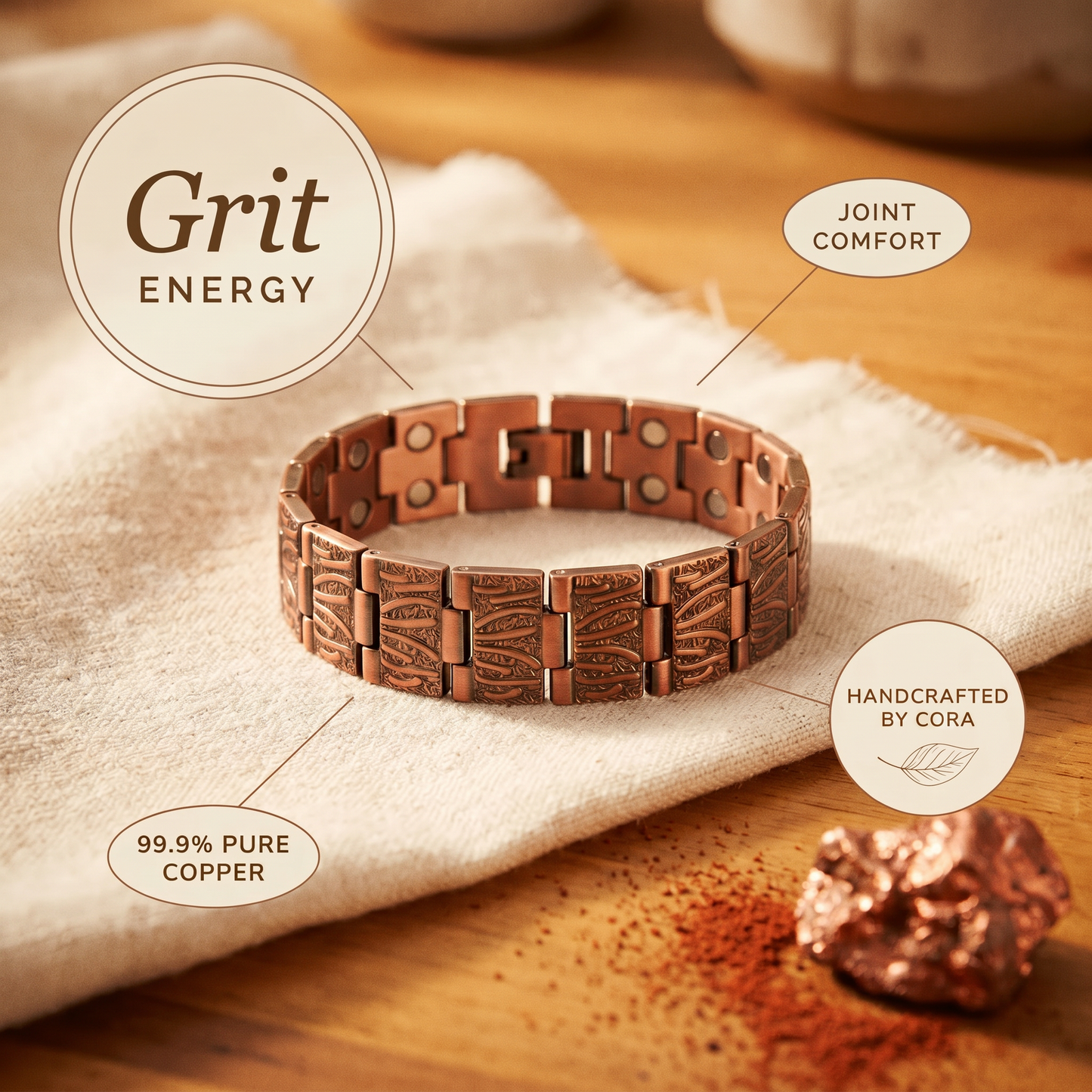 Cora's Grit Men's Copper Bracelet