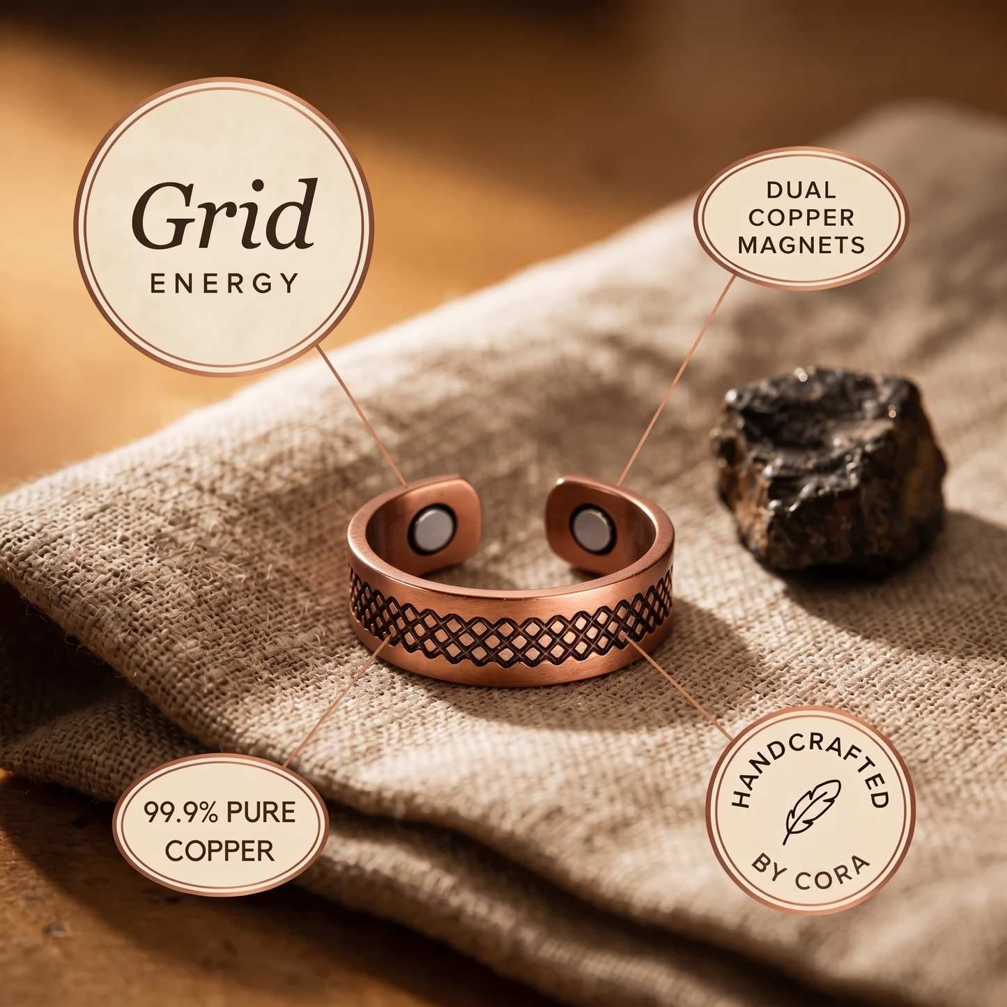 Cora's Grid Copper Ring