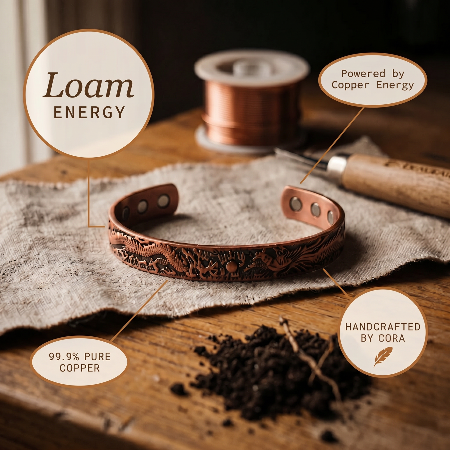 Cora's Loam Copper Bracelet