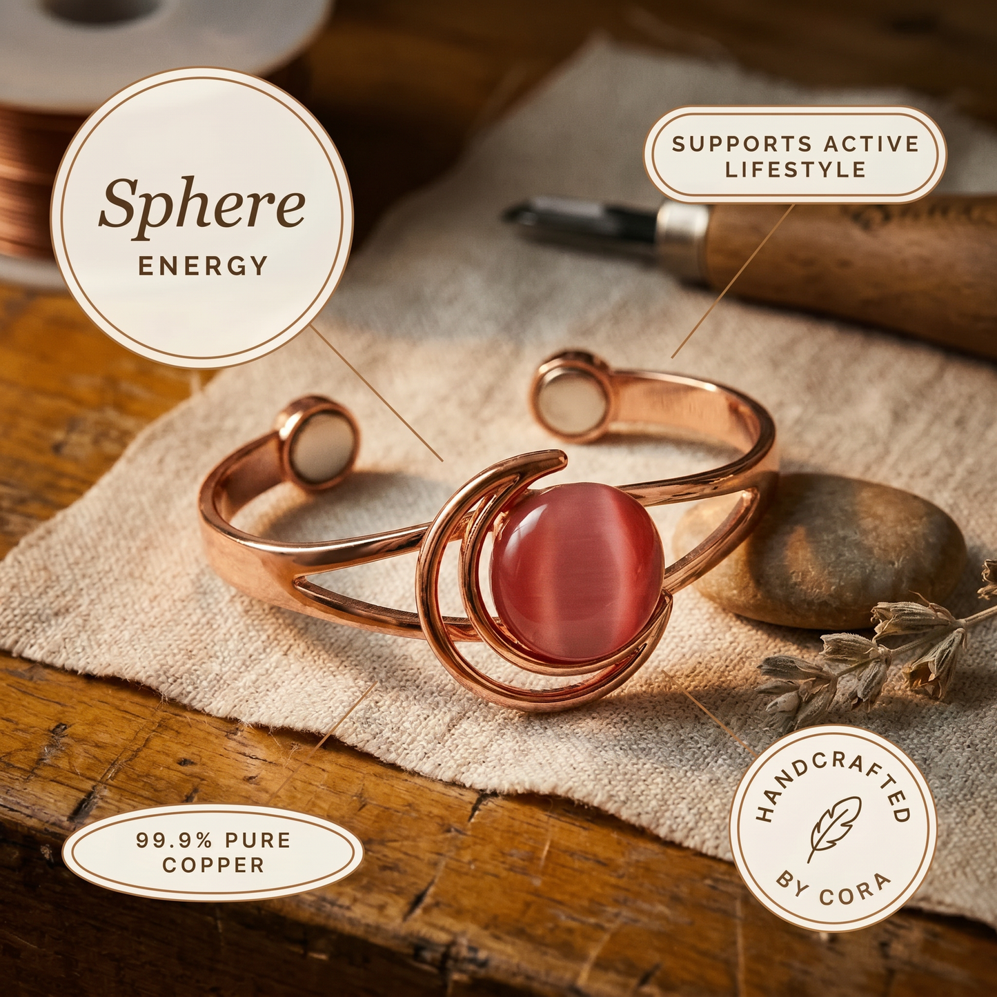 Cora's Sphere Pink Copper Bracelet