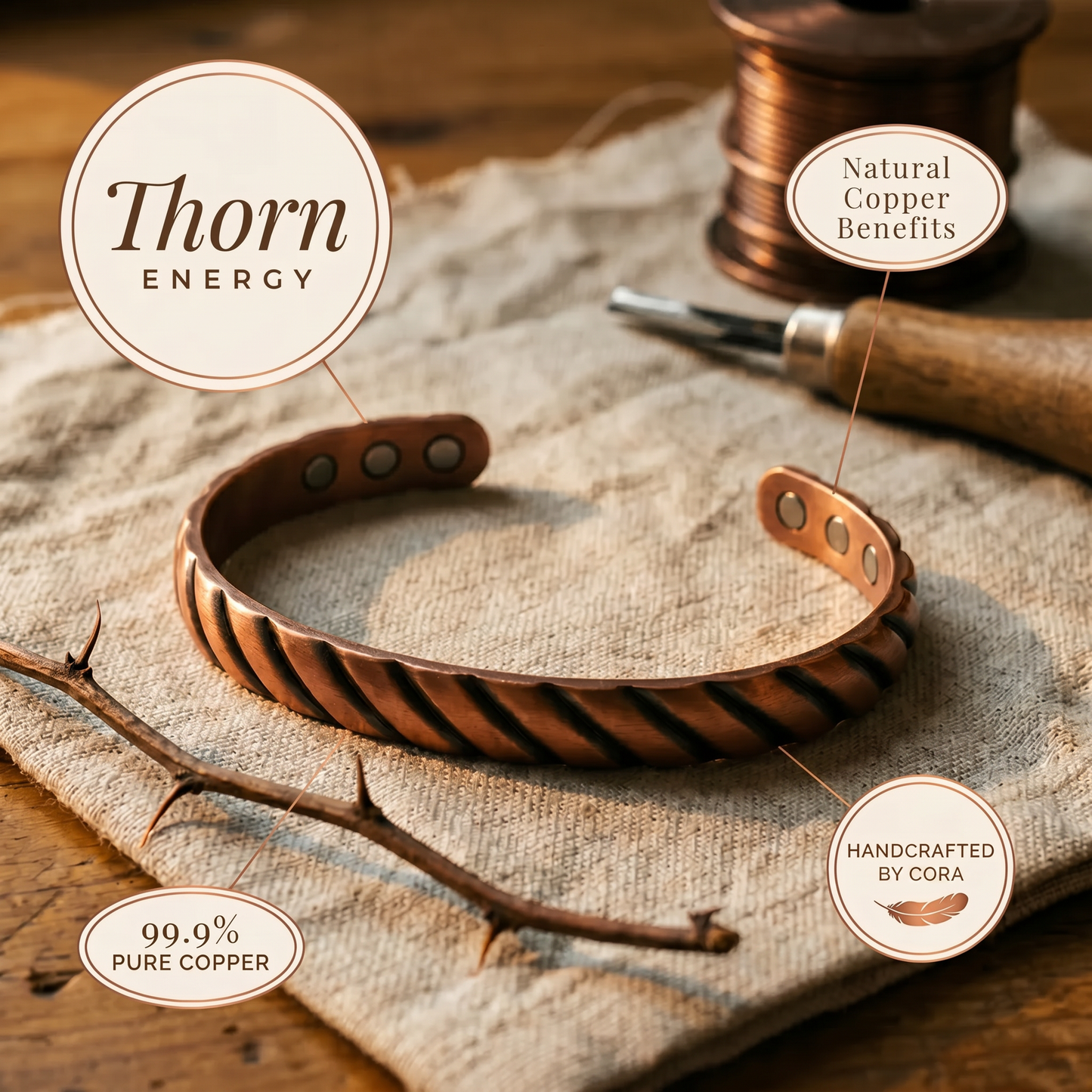 Cora's Thorn Copper Bracelet